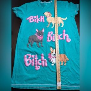 Teal Women's Nightshirt with Dog Print